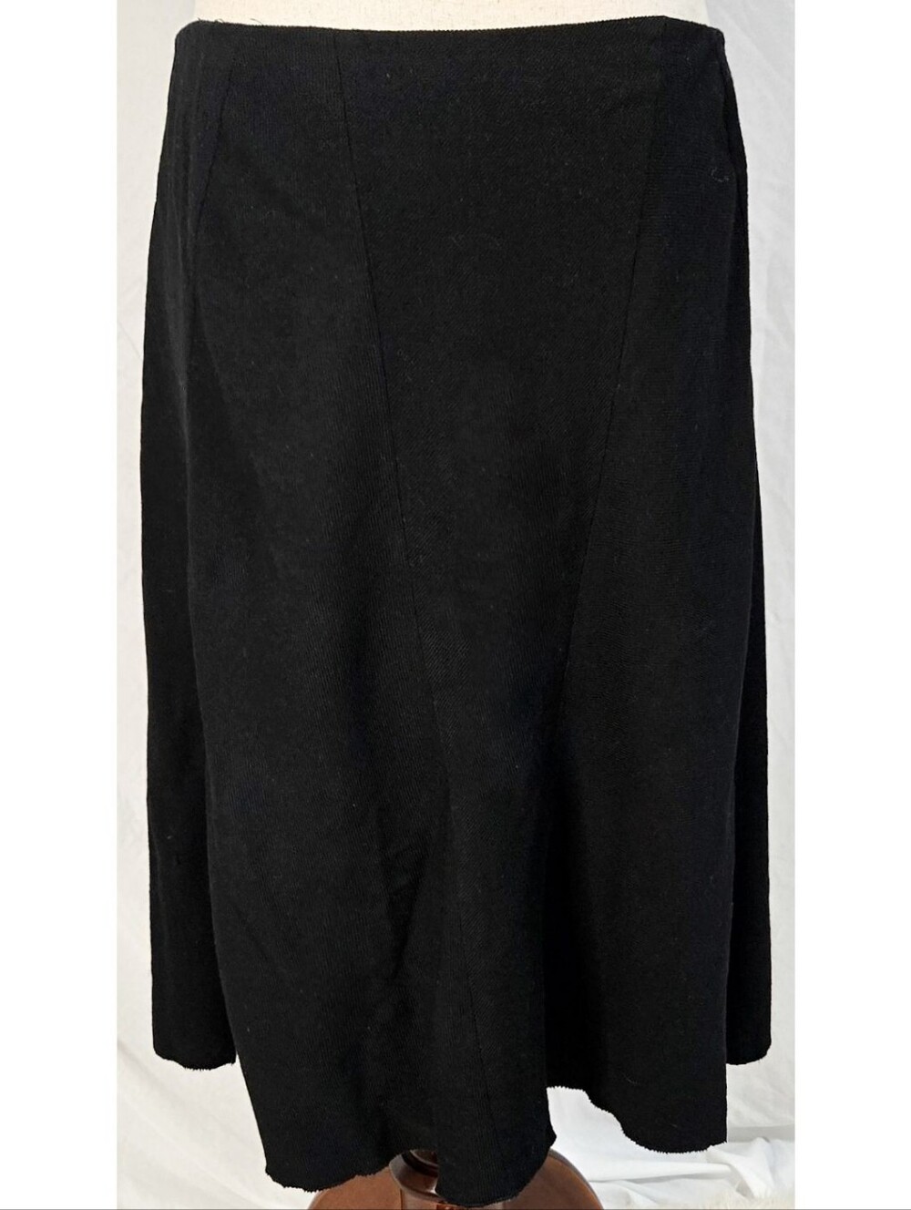 Prada Black A Line Skirt Wool Classic Designer Raw Hem Vintage Quiet Luxury
